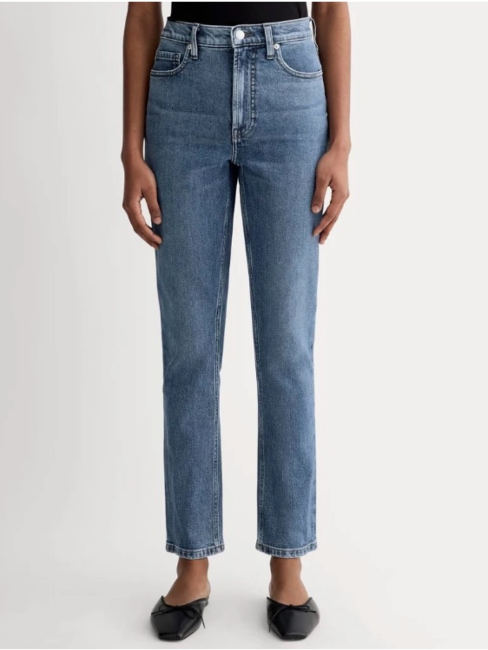 Everlane The Original Cheeky Jean Mid Blue High Rise Straight Leg Size 27S